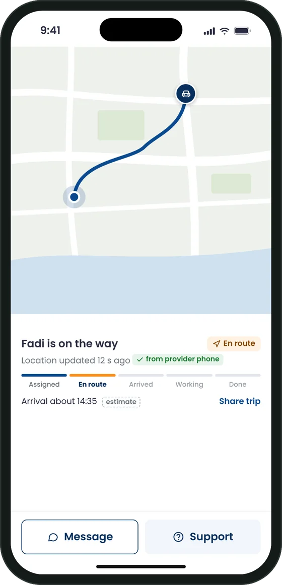 Emergency tracking screen