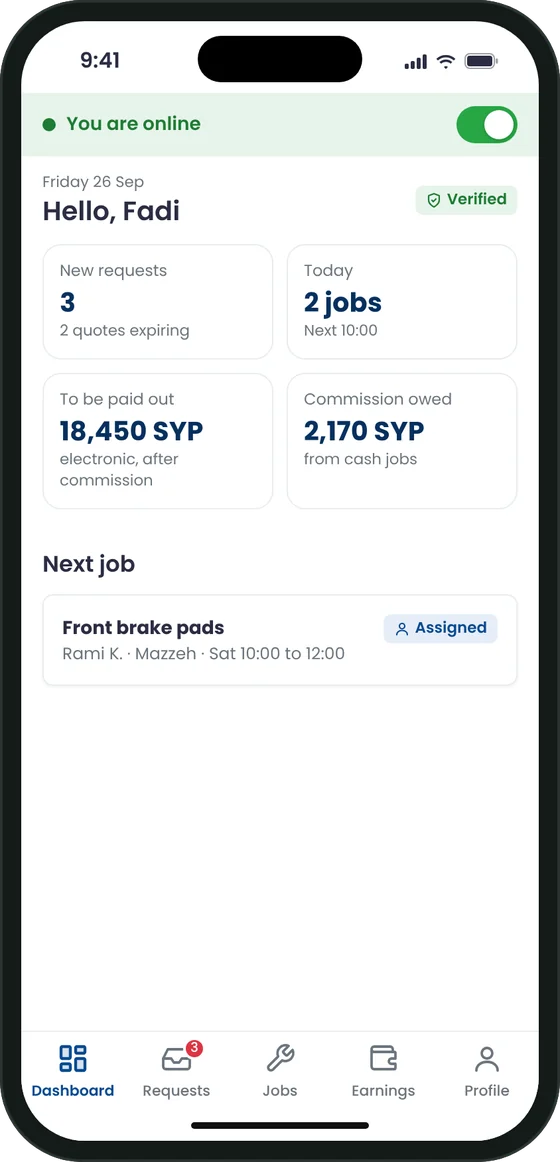 Provider app dashboard